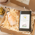 Gift Box with Small Ceramic Bottle, 1 Litre of Olive Oil & Pourer